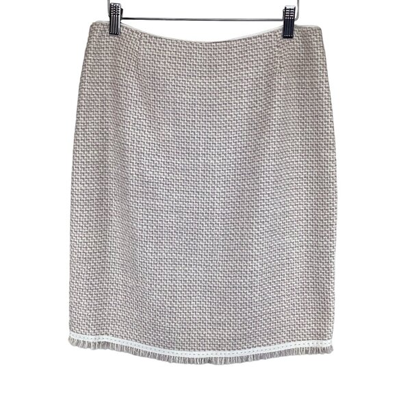 Elie Tahari Womens Wool Blend Pencil Skirt Size 8 Cream & Purple Textured - Picture 1 of 9